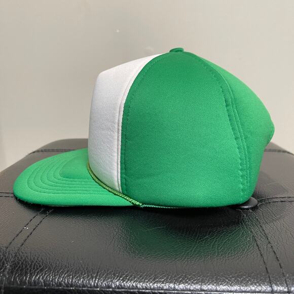 Baseball Cap Two Tone Snap Back Polyester Green White Adjustable - Picture 6 of 6